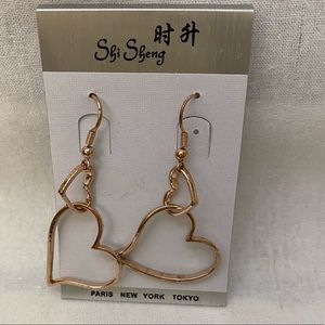 Fashion Gold Heart Wire Pierces Earrings NWT